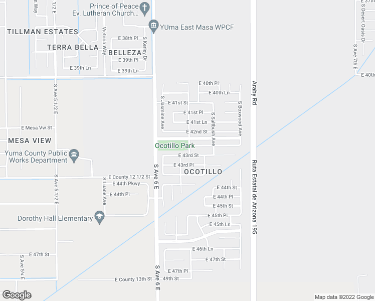 map of restaurants, bars, coffee shops, grocery stores, and more near 4276 South Jojoba Avenue in Yuma