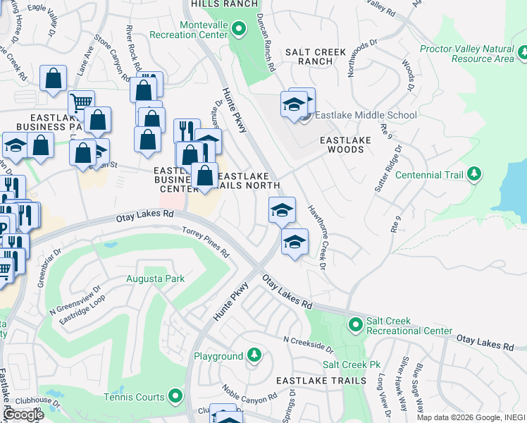 map of restaurants, bars, coffee shops, grocery stores, and more near 2695 Table Rock Avenue in Chula Vista