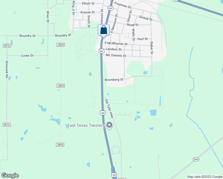 map of restaurants, bars, coffee shops, grocery stores, and more near 1451 South Pacific Street in Mineola