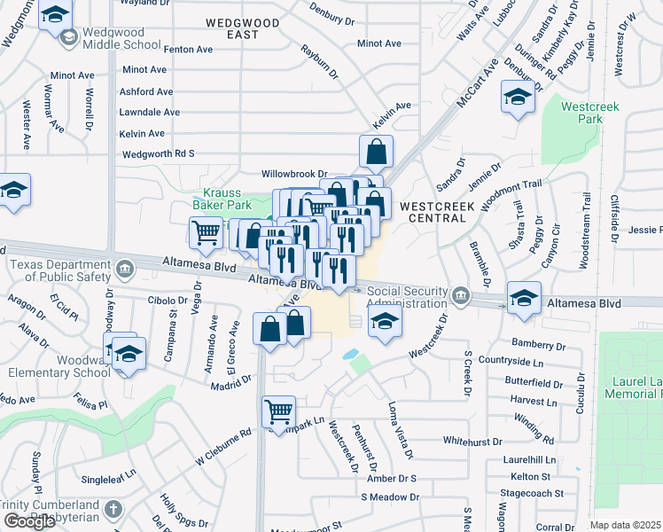 map of restaurants, bars, coffee shops, grocery stores, and more near 6433 McCart Ave in Fort Worth