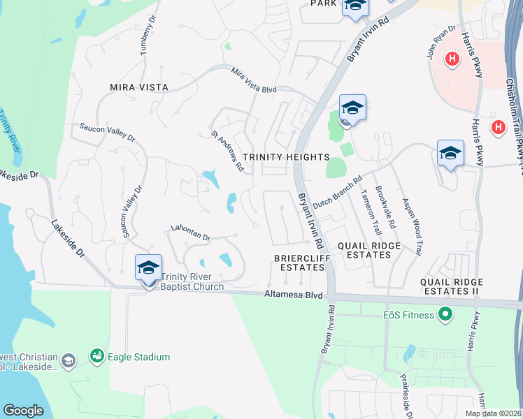 map of restaurants, bars, coffee shops, grocery stores, and more near 6816 Vista Ridge Dr W in Fort Worth
