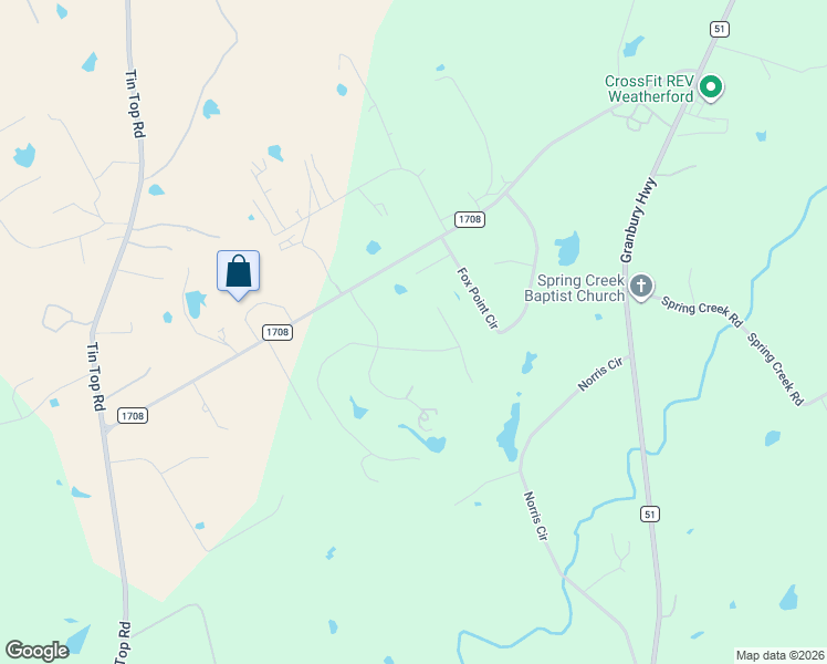 map of restaurants, bars, coffee shops, grocery stores, and more near 100 Mariah Drive in Weatherford