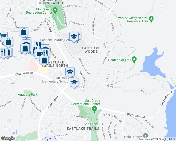map of restaurants, bars, coffee shops, grocery stores, and more near 1035 Mountain Ash Avenue in Chula Vista