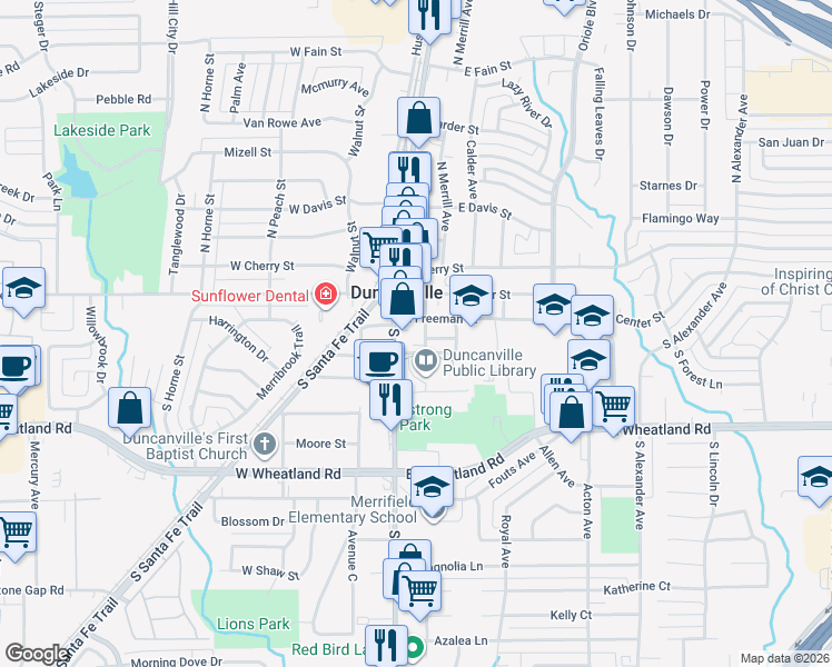 map of restaurants, bars, coffee shops, grocery stores, and more near 209 South Hastings Street in Duncanville