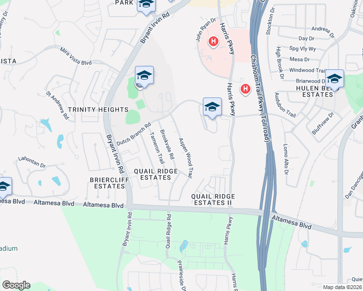 map of restaurants, bars, coffee shops, grocery stores, and more near 7501 Amhurst Circle in Fort Worth