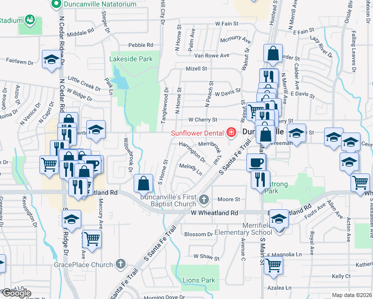 map of restaurants, bars, coffee shops, grocery stores, and more near 324 Harrington Drive in Duncanville
