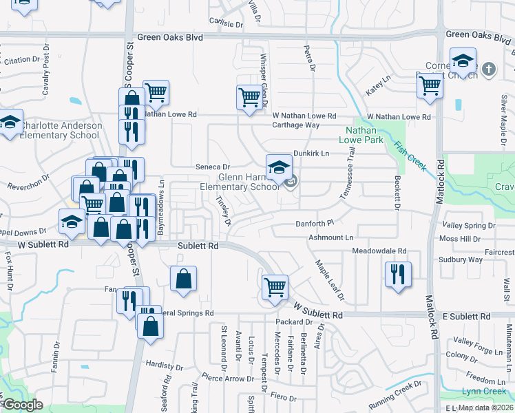 map of restaurants, bars, coffee shops, grocery stores, and more near 1000 Cheddar Court in Arlington