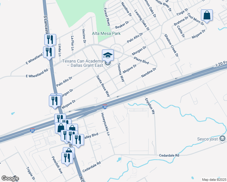map of restaurants, bars, coffee shops, grocery stores, and more near 2919 Nandina Drive in Dallas
