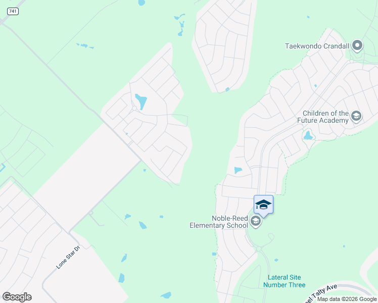 map of restaurants, bars, coffee shops, grocery stores, and more near 2396 County Road 269 in Crandall