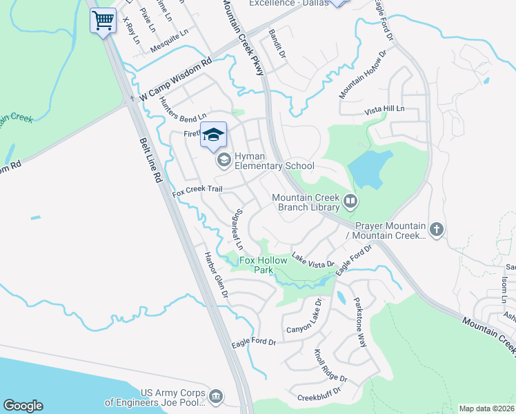 map of restaurants, bars, coffee shops, grocery stores, and more near 8411 Wine Cup Ridge Drive in Dallas