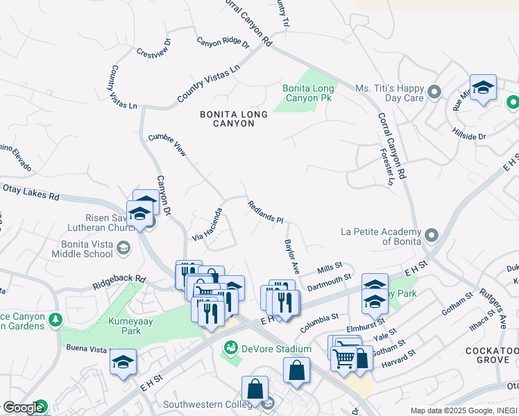 map of restaurants, bars, coffee shops, grocery stores, and more near 1591 Drake Court in Bonita
