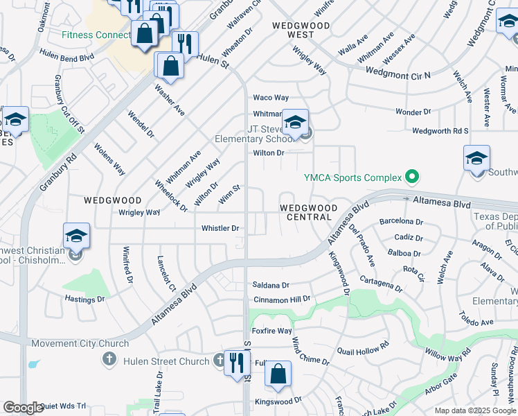 map of restaurants, bars, coffee shops, grocery stores, and more near 6508 Poco Court in Fort Worth