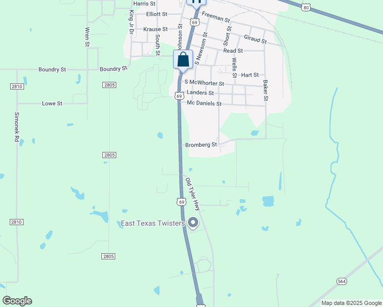 map of restaurants, bars, coffee shops, grocery stores, and more near 1451 South Pacific Street in Mineola