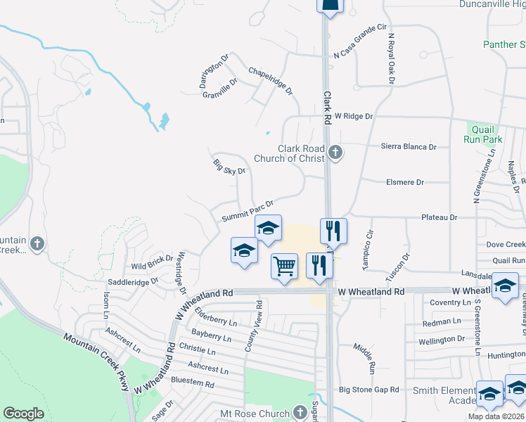 map of restaurants, bars, coffee shops, grocery stores, and more near 7243 Summit Parc Drive in Dallas