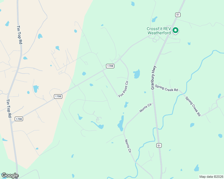 map of restaurants, bars, coffee shops, grocery stores, and more near 182 Fox Point Circle in Weatherford