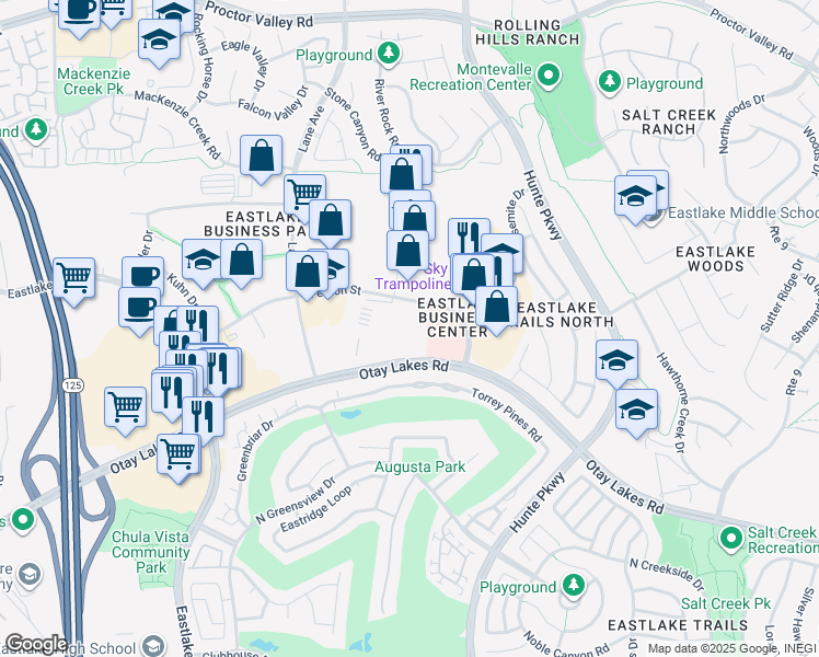 map of restaurants, bars, coffee shops, grocery stores, and more near in Chula Vista