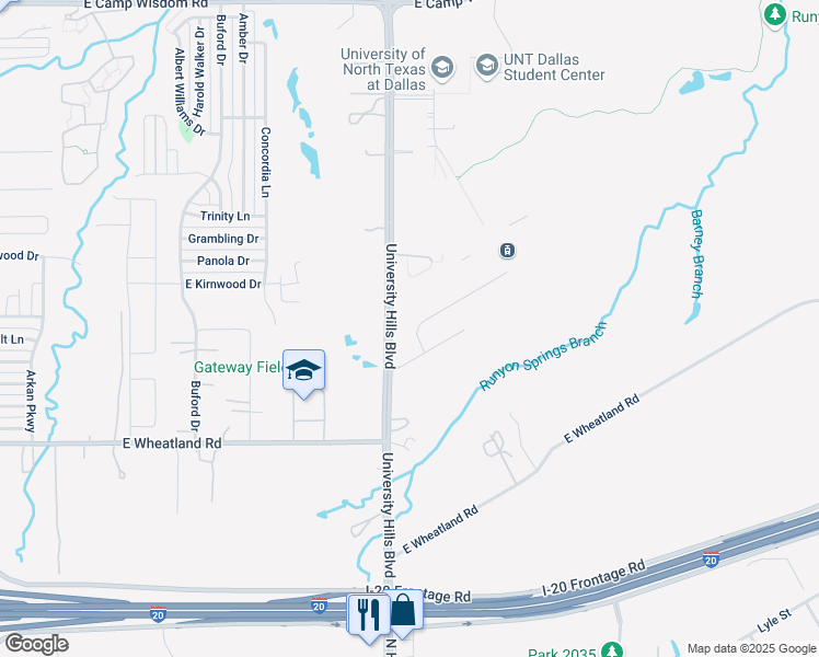 map of restaurants, bars, coffee shops, grocery stores, and more near 8010 University Hills Boulevard in Dallas