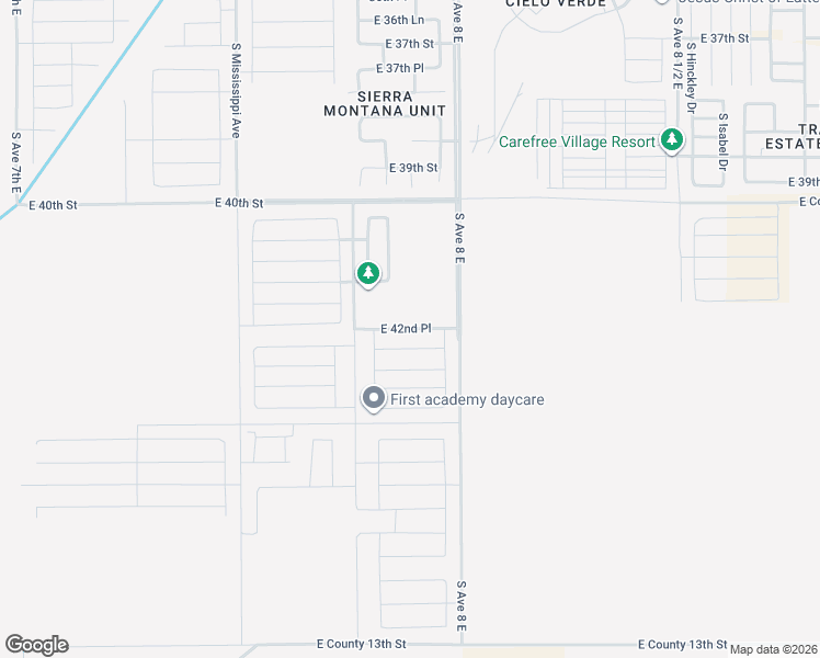 map of restaurants, bars, coffee shops, grocery stores, and more near 7937 East 42nd Place in Yuma
