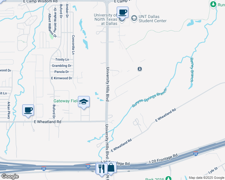 map of restaurants, bars, coffee shops, grocery stores, and more near 8010 University Hills Boulevard in Dallas