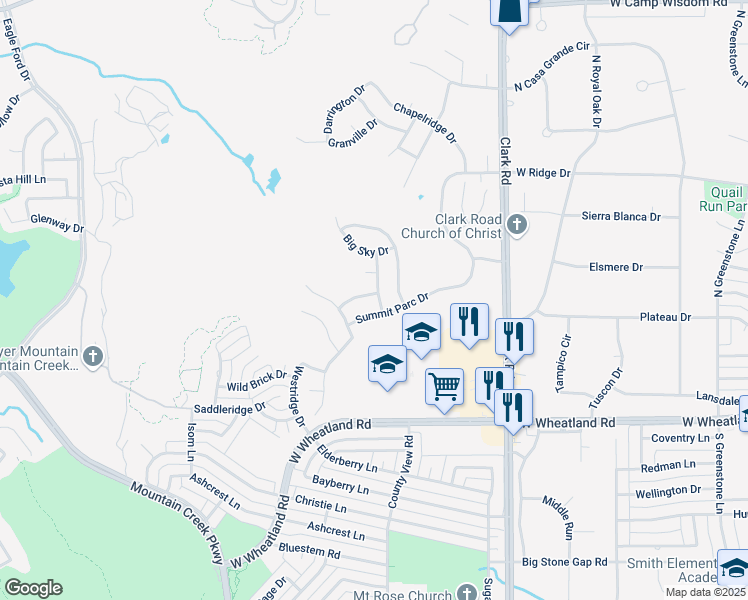 map of restaurants, bars, coffee shops, grocery stores, and more near 7304 White Valley Drive in Dallas