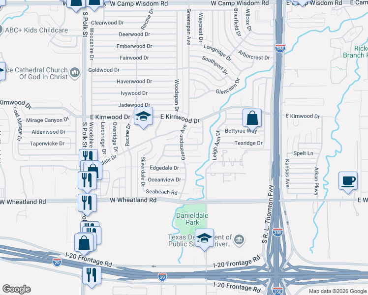 map of restaurants, bars, coffee shops, grocery stores, and more near 533 Shadyway Drive in Dallas