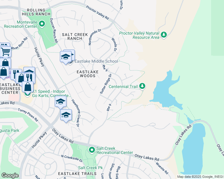 map of restaurants, bars, coffee shops, grocery stores, and more near 2831 Shenandoah Drive in Chula Vista