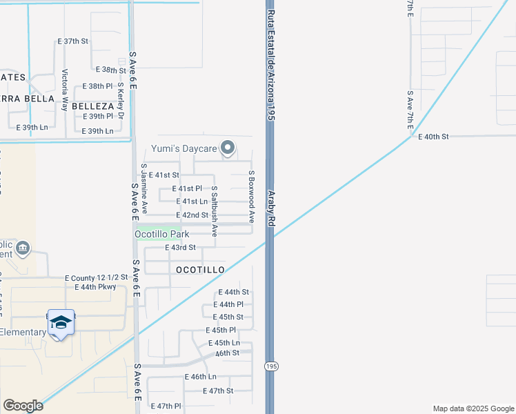 map of restaurants, bars, coffee shops, grocery stores, and more near 4183 South Boxwood Avenue in Yuma