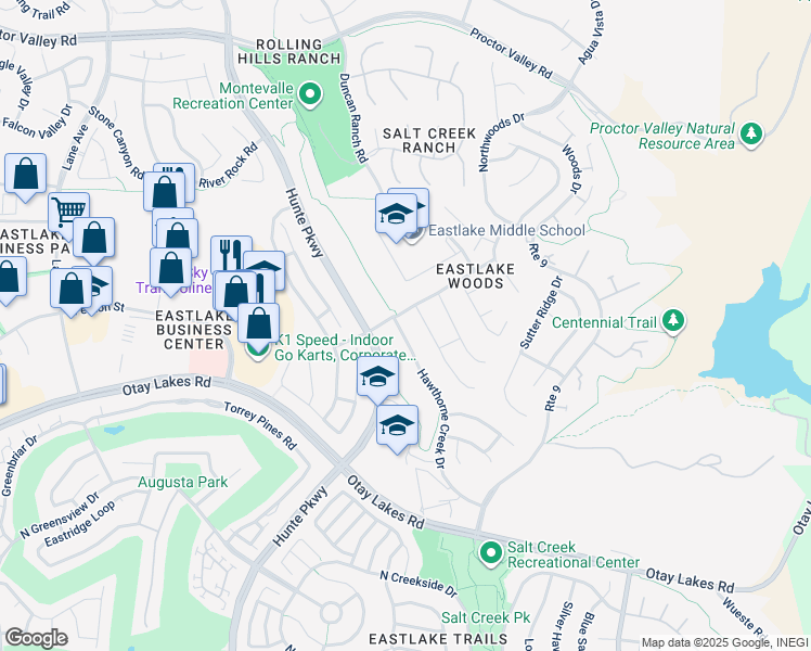 map of restaurants, bars, coffee shops, grocery stores, and more near 993 Hawthorne Creek Drive in Chula Vista