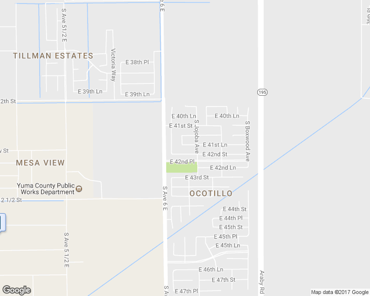 map of restaurants, bars, coffee shops, grocery stores, and more near 6127 East 41st Lane in Yuma