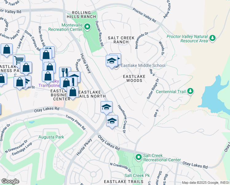 map of restaurants, bars, coffee shops, grocery stores, and more near 993 Hawthorne Creek Drive in Chula Vista