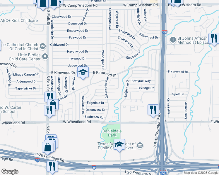 map of restaurants, bars, coffee shops, grocery stores, and more near 533 Shadyway Drive in Dallas