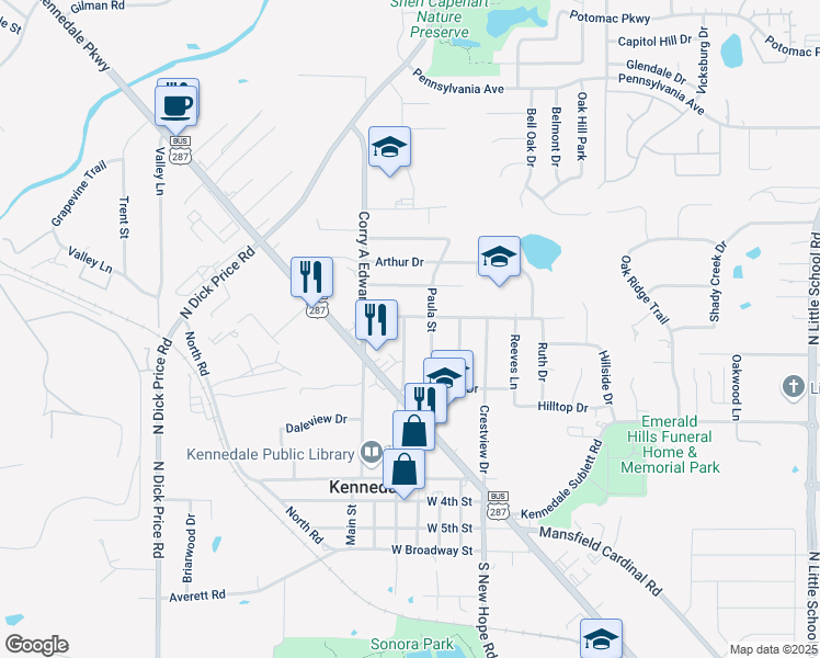 map of restaurants, bars, coffee shops, grocery stores, and more near 716 Magnolia Drive in Kennedale