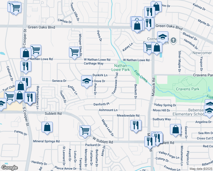 map of restaurants, bars, coffee shops, grocery stores, and more near 911 Wyndham Place in Arlington