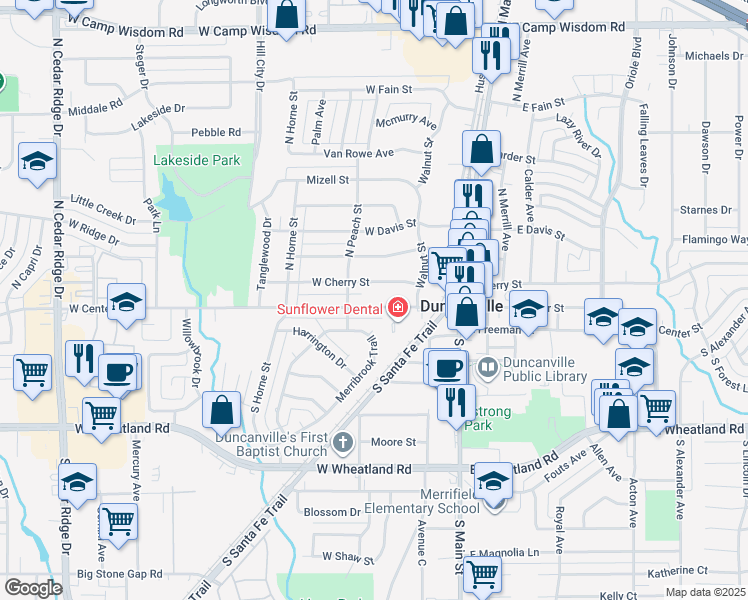 map of restaurants, bars, coffee shops, grocery stores, and more near 227 West Center Street in Duncanville