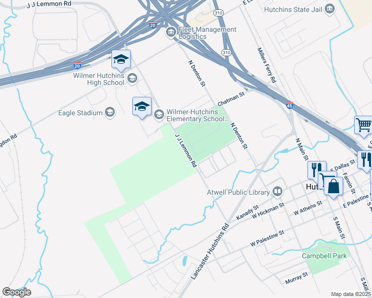 map of restaurants, bars, coffee shops, grocery stores, and more near 856 J J Lemmon Road in Hutchins