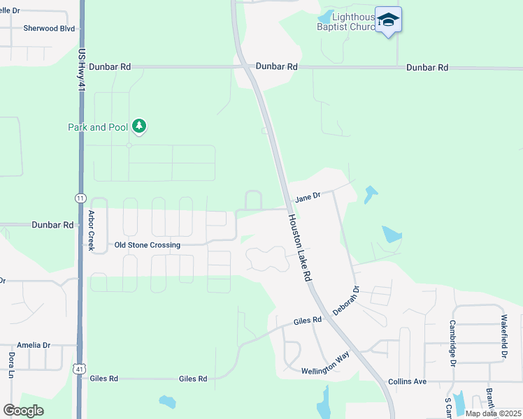 map of restaurants, bars, coffee shops, grocery stores, and more near Old Stone Crossing in Warner Robins