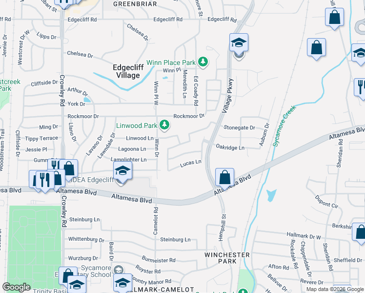 map of restaurants, bars, coffee shops, grocery stores, and more near 57 Lucas Ln in Fort Worth