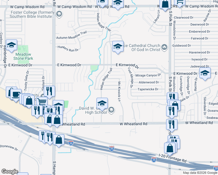 map of restaurants, bars, coffee shops, grocery stores, and more near 1906 Dolores Way in Dallas