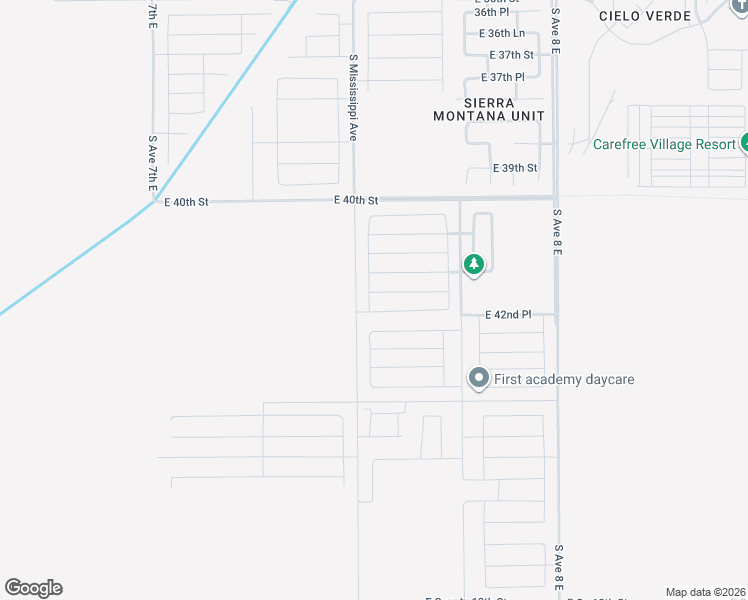 map of restaurants, bars, coffee shops, grocery stores, and more near 7643 East 42nd Place in Yuma
