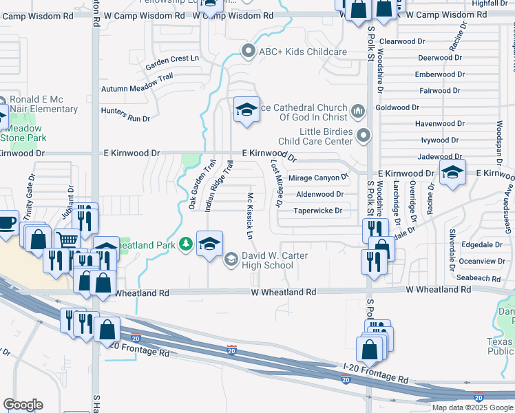 map of restaurants, bars, coffee shops, grocery stores, and more near 1806 Dolores Way in Dallas