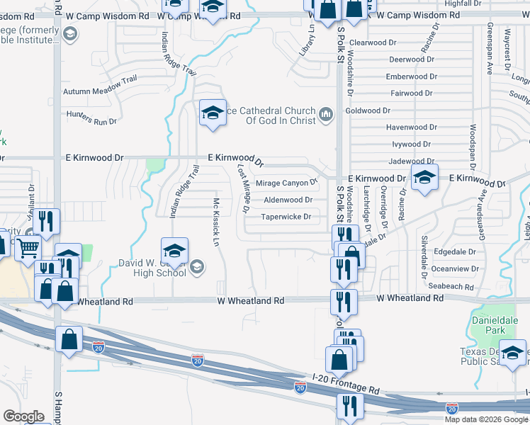 map of restaurants, bars, coffee shops, grocery stores, and more near 1415 Taperwicke Drive in Dallas