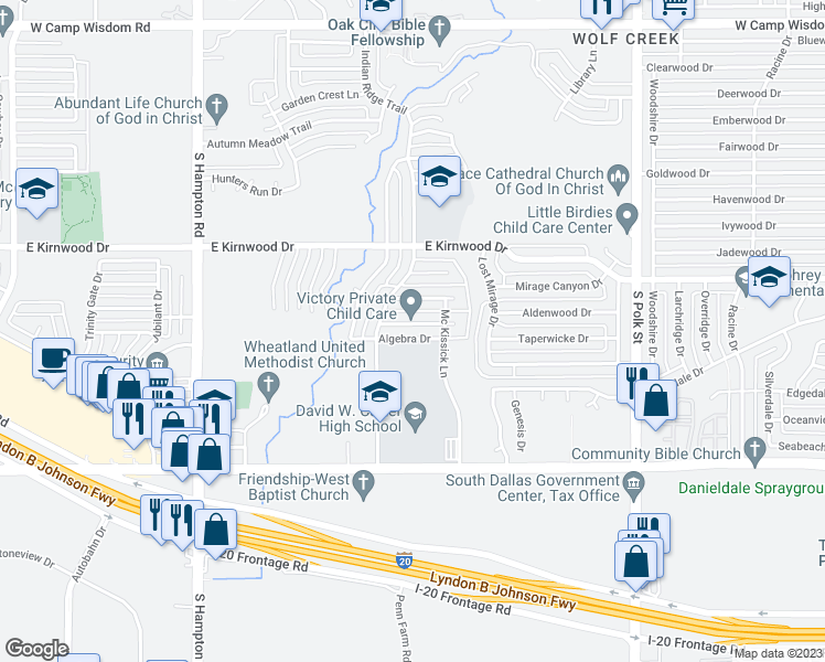 map of restaurants, bars, coffee shops, grocery stores, and more near 1834 Dolores Way in Dallas