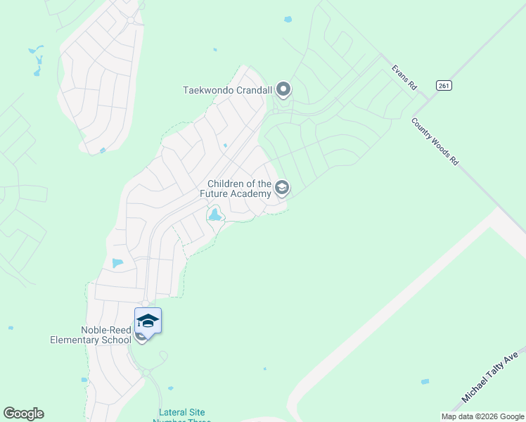 map of restaurants, bars, coffee shops, grocery stores, and more near Spoonbill Drive in Crandall