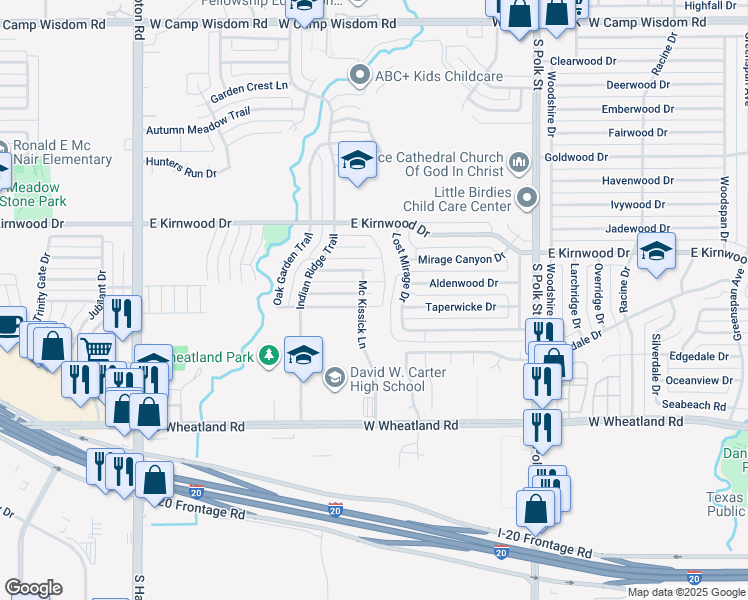 map of restaurants, bars, coffee shops, grocery stores, and more near 1806 Dolores Way in Dallas