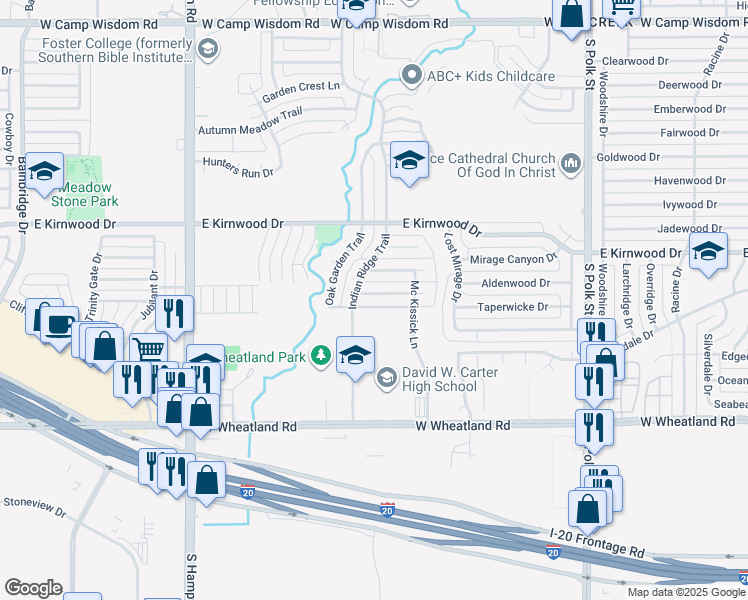 map of restaurants, bars, coffee shops, grocery stores, and more near 1910 Dolores Way in Dallas
