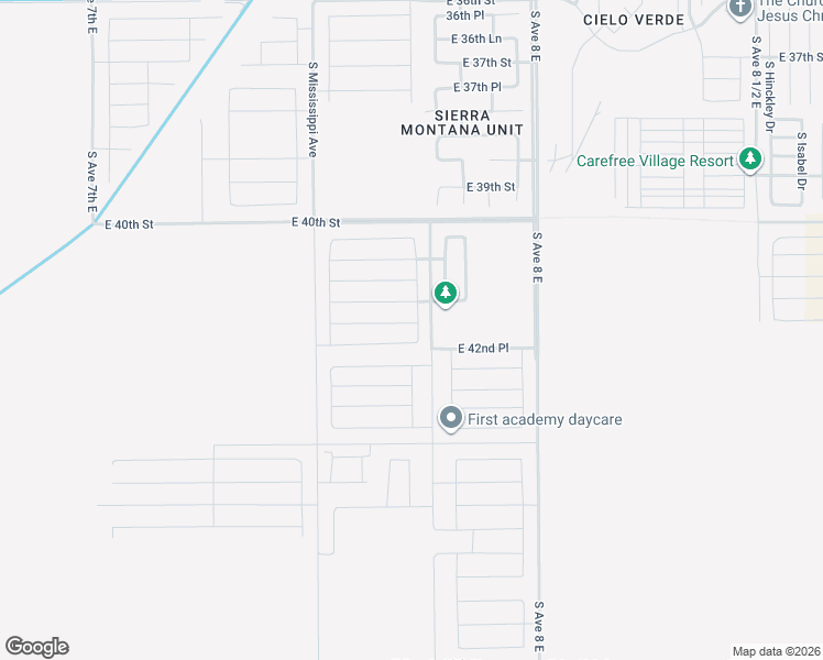 map of restaurants, bars, coffee shops, grocery stores, and more near 7960 East 42nd Place in Yuma