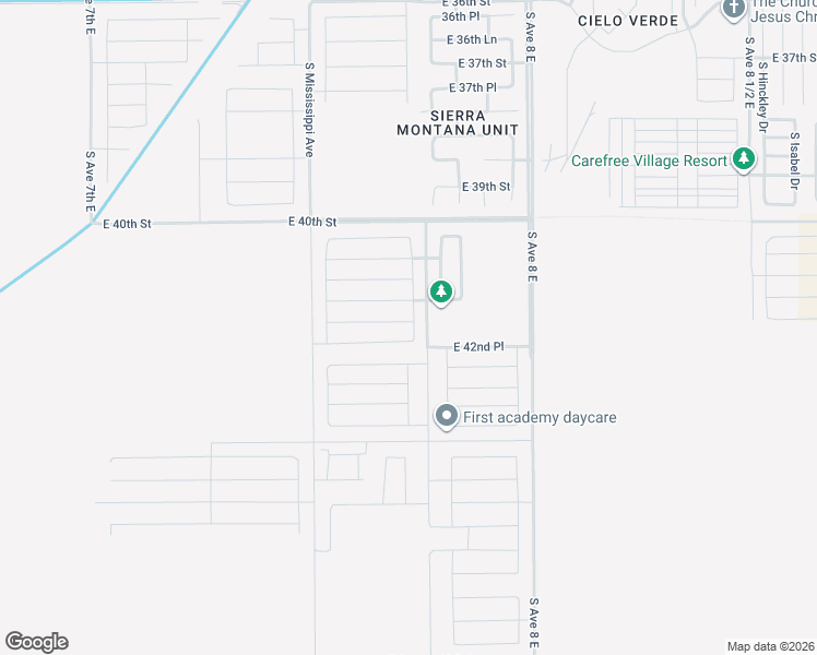 map of restaurants, bars, coffee shops, grocery stores, and more near 7960 East 42nd Place in Yuma