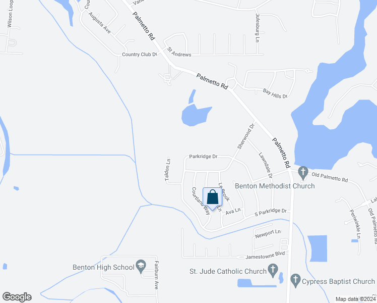 map of restaurants, bars, coffee shops, grocery stores, and more near 4404 Parkridge Drive in Benton