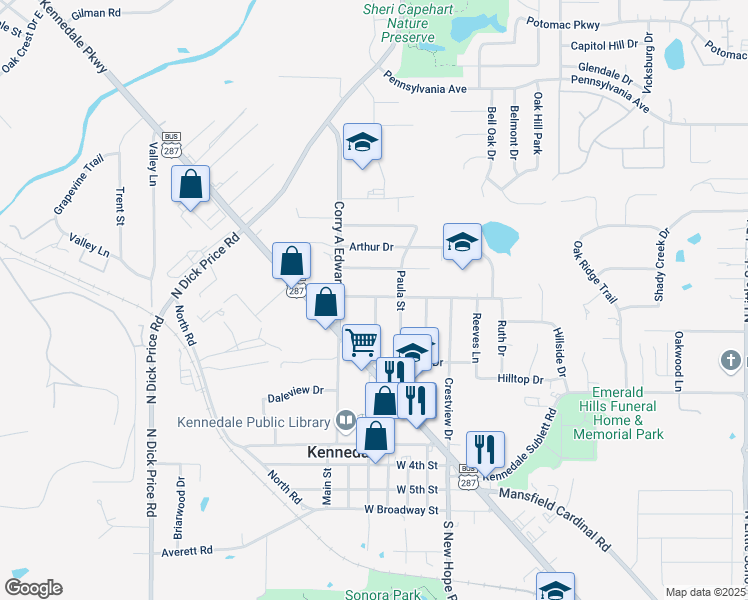 map of restaurants, bars, coffee shops, grocery stores, and more near 716 Magnolia Drive in Kennedale