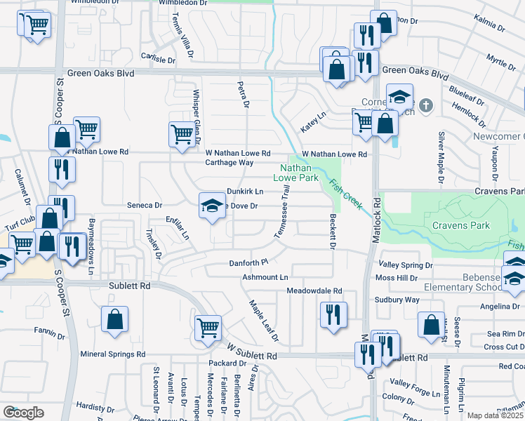 map of restaurants, bars, coffee shops, grocery stores, and more near 911 Wyndham Place in Arlington